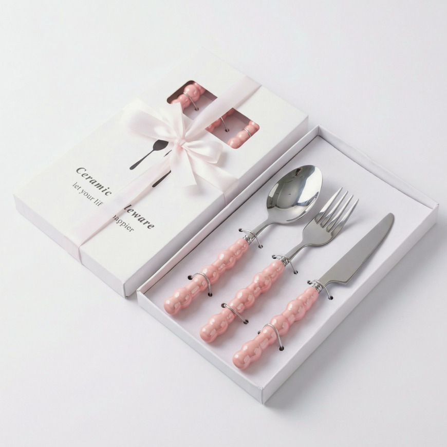 커트러리 세트 3종 홈카페 집들이선물 답례품, 1세트, 스푼,포크,나이프, 02.핑크 15,900원