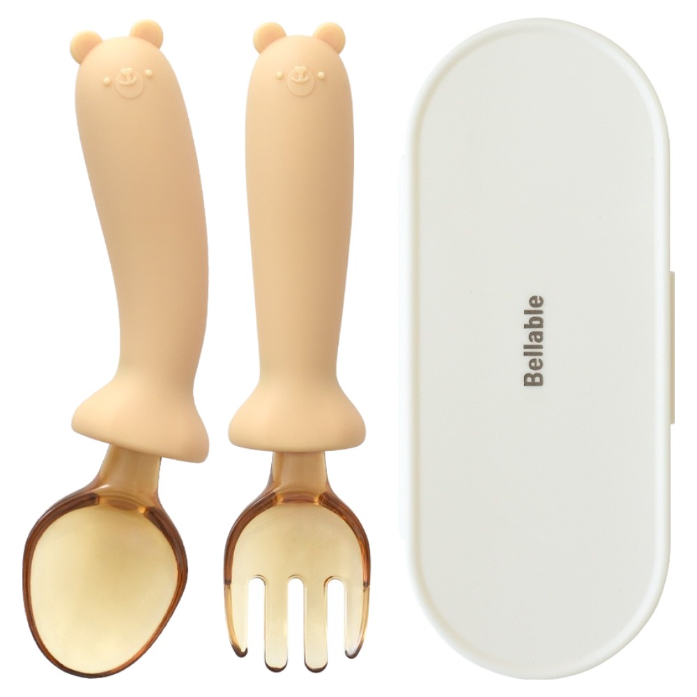 벨라블 유아용 고미 실리콘 휘어지는 자기주도 스푼 + 포크 + 케이스 세트, MUSTARD(스푼, 포크), 1세트 16,900원