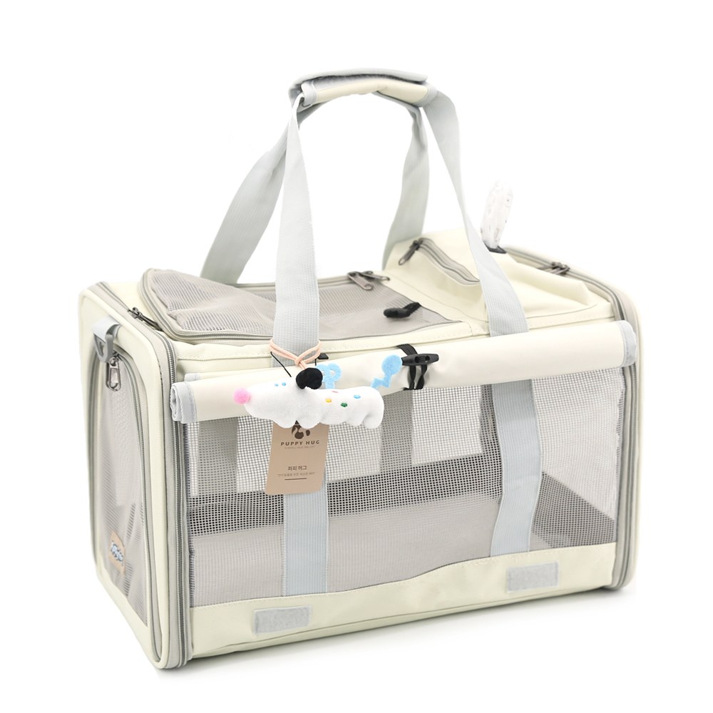 퍼피허그 Airmong 강아지 고양이 이동 가방 애견 캐리어 산책가방 기내용 컨넬 카시트 슬링백, 크림, 1개 24,900원