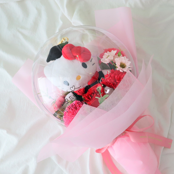 모리앤 산리오 학사모 레터링 풍선 조명 인형 꽃다발, 핑크(헬로키티), 1개 29,900원