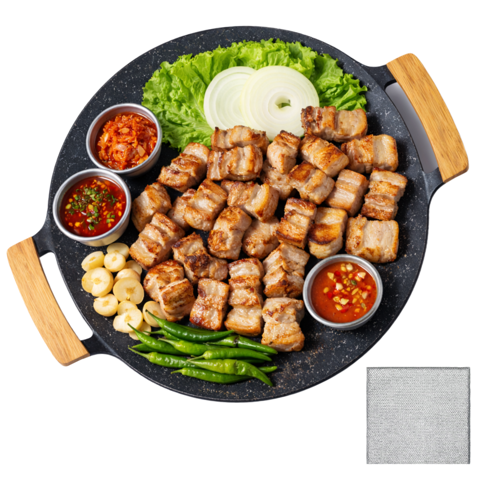 맘스픽 캠핑 고기 불판 초경량 나무 손잡이 그리들팬 고기 구이팬 가벼운 다회용 후라이팬, 1개, 32cm 13,900원