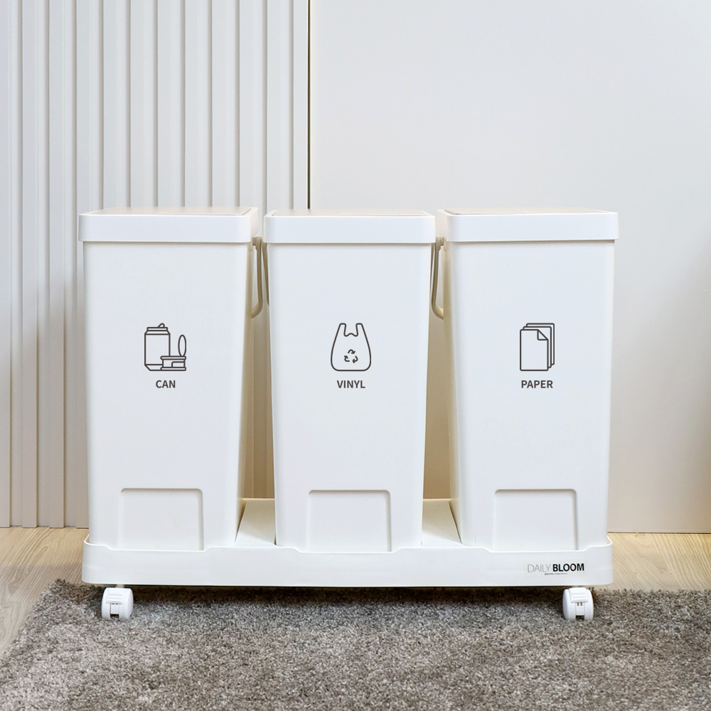 데일리블룸 재활용분리수거함 3P + 뽑아쓰는 비닐 60p 세트, white(분리수거함) 38,300원