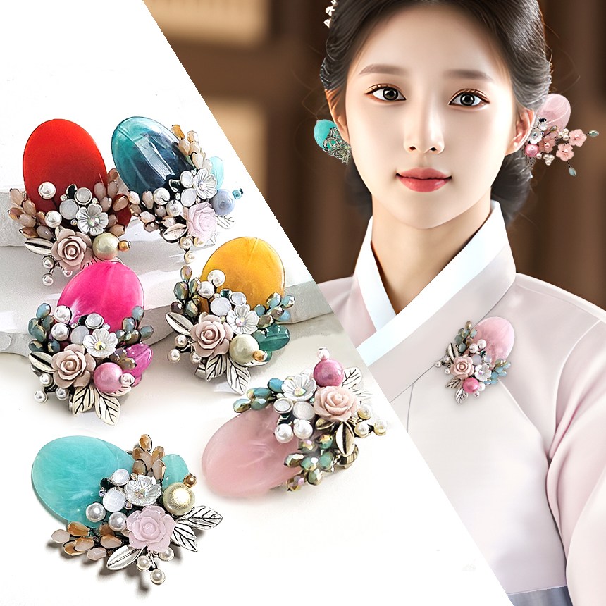 나리정원 한복브로치 웨딩 혼주 브로치 원석 비즈 브로치 15,500원