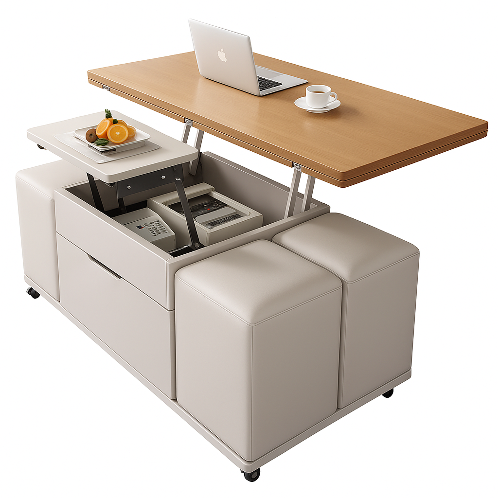 아르앤코 리프트 거실테이블 좌식 쇼파 높이조절 원목 테이블 높이조절식탁 모듈, 네츄럴 원목 710,000원