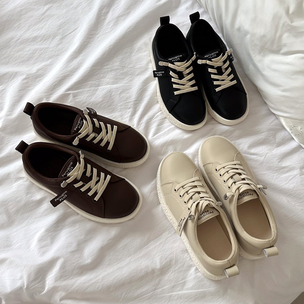 슈리오 여성 가벼운 소가죽 밴딩 신발끈 키높이 스니커즈 4cm 51,900원