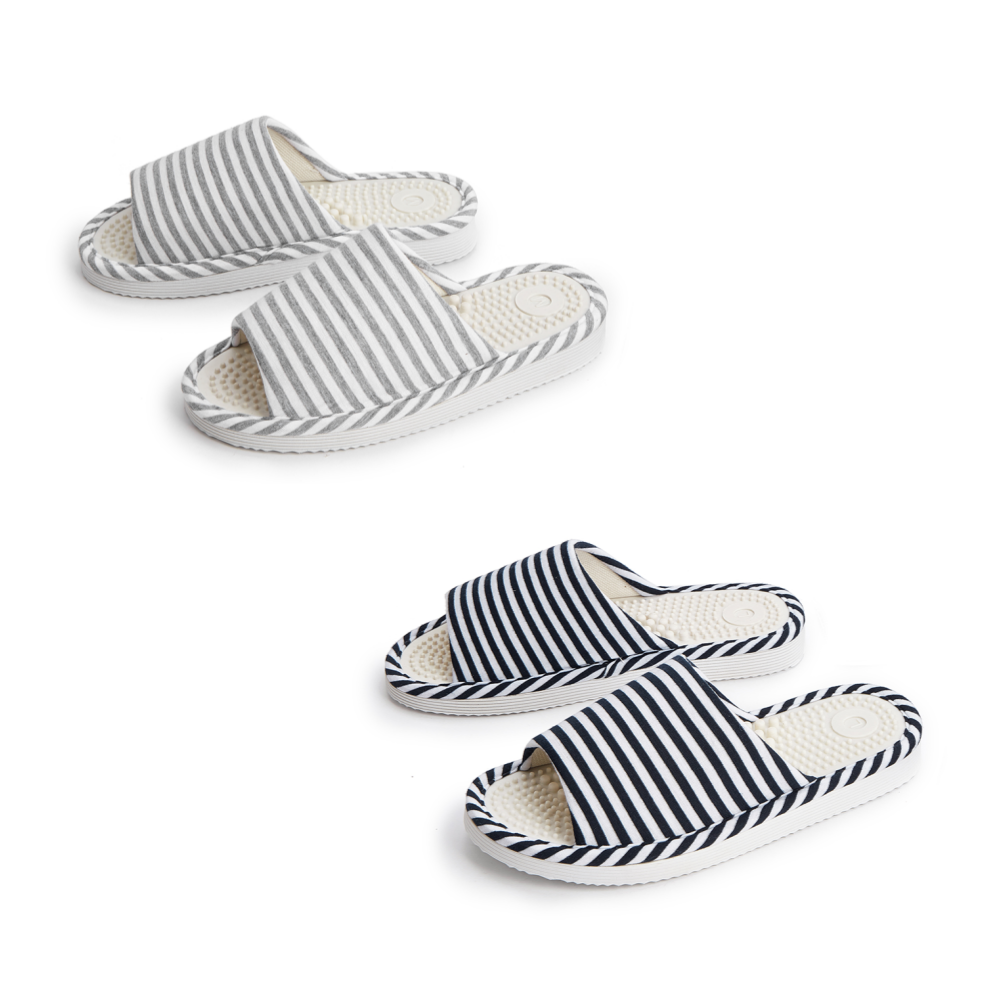 1+1 스트라이프 지압 거실화 거실 실내화 커플 슬리퍼, 1개, 그레이M+네이비L 16,900원