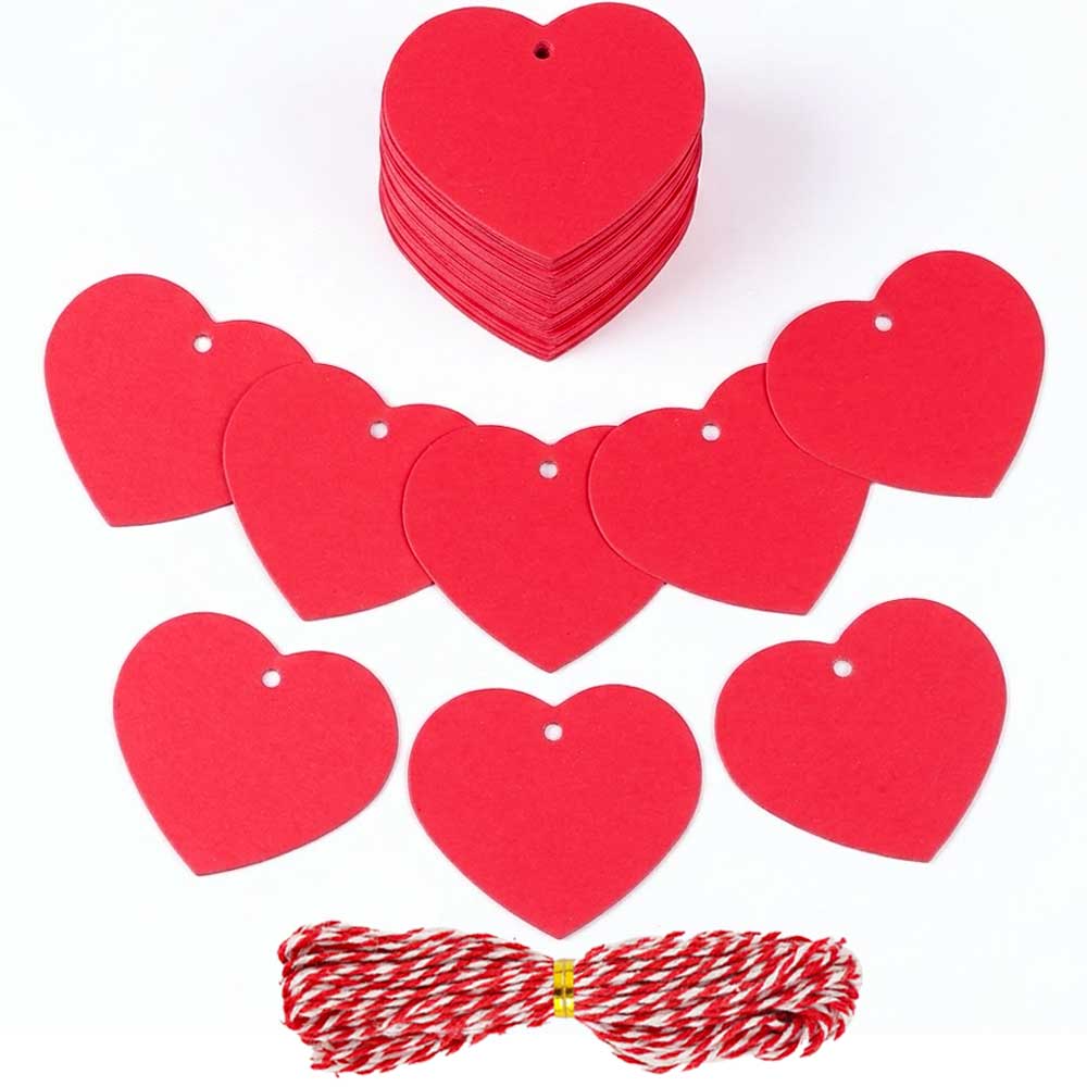 다람앤토리 포장 네임택 무지 선물 종이 하트택, 1세트, 레드 11,250원