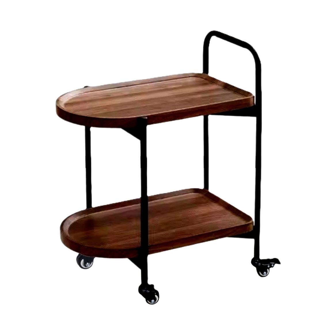 프롬제이 2단 우드 하이 서빙카트 85cm 저소음 바퀴 이동식 테이블, 월넛 75,900원