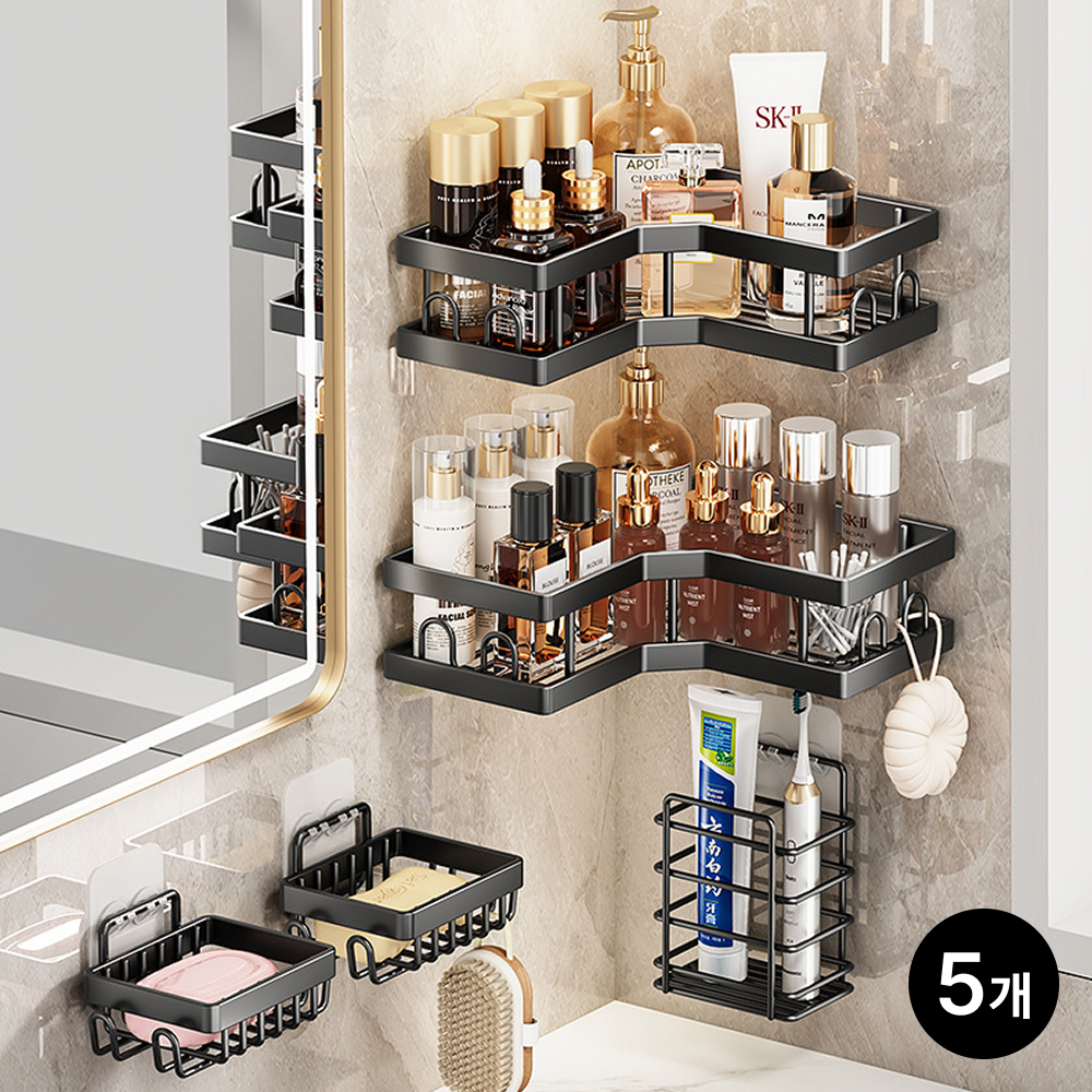 Kdo 무타공 다용도 코너형 욕실 선반 5종 세트 9,800원