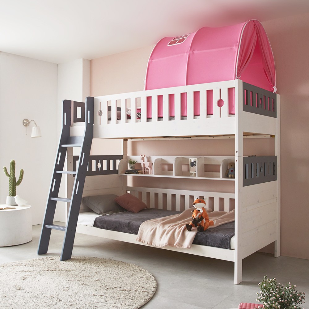 파로마 블랑 원목 분리형 이층침대 경사형 서랍 책장 텐트_포켓매트리스 포함 849,000원