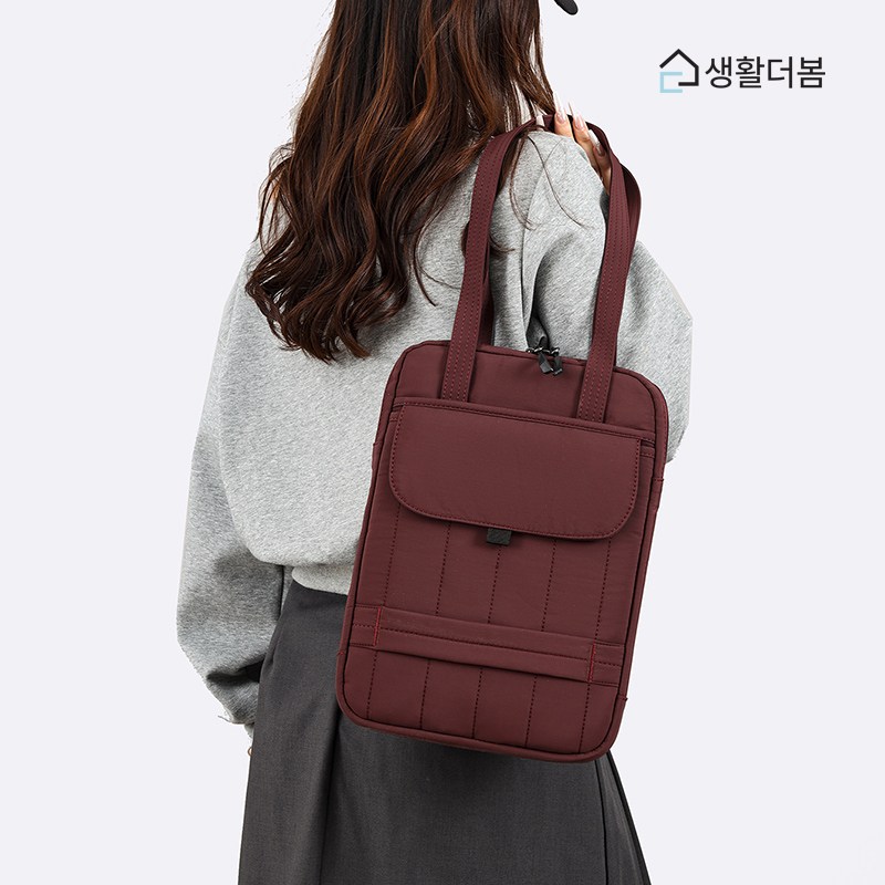 생활더봄 슬림 세로형 노트북가방 토트 숄더 투웨이 태블릿수납 파우치 4컬러, 1개, 투웨이 세로형 노트북 가방 버건디 - m 사이즈 26,900원