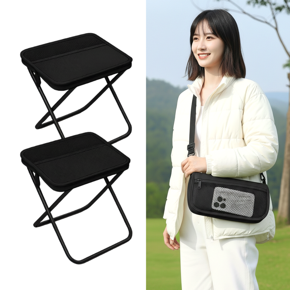 하우모어 1+1 휴대용 접이식 의자 초경량 대형 120kg 하중, 2개, 블랙 23,560원