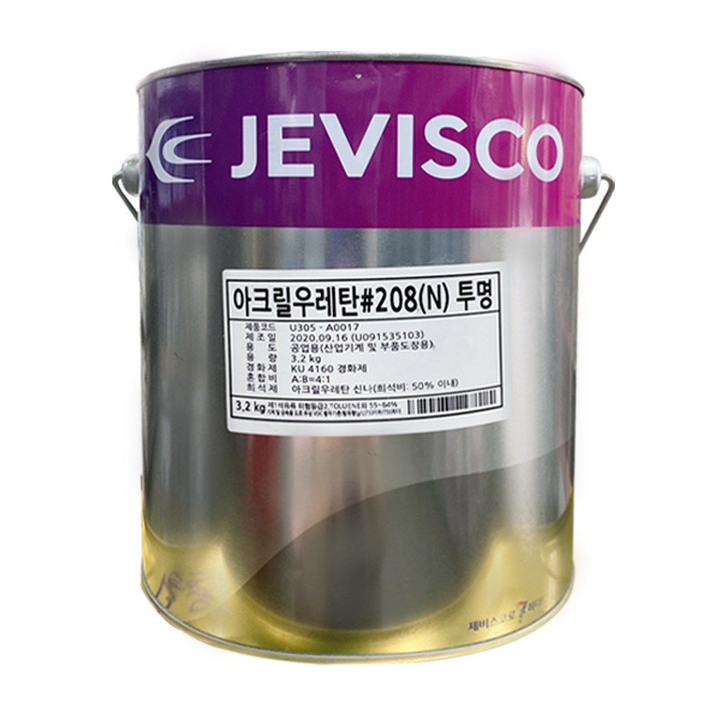 제비스코 아크릴우레탄208 철재용우레탄 4kg(주제/경화제 셋트), 무광흑색, 1개 63,000원