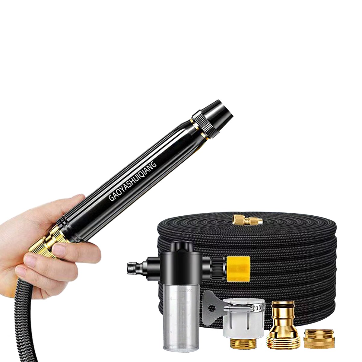 고압 물분사기 세차기 필수품 베란다 정원 청소 호스 다기능 꼬임방지 분사기 금속 스프레이건 세트, 22.5m, 1세트 25,900원
