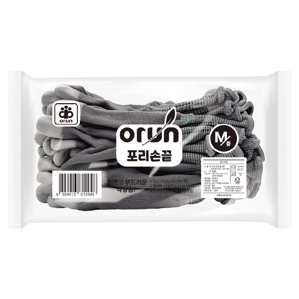 오런 포리 10P 손끝 코팅장갑 M, 회색, 1개 5,400원