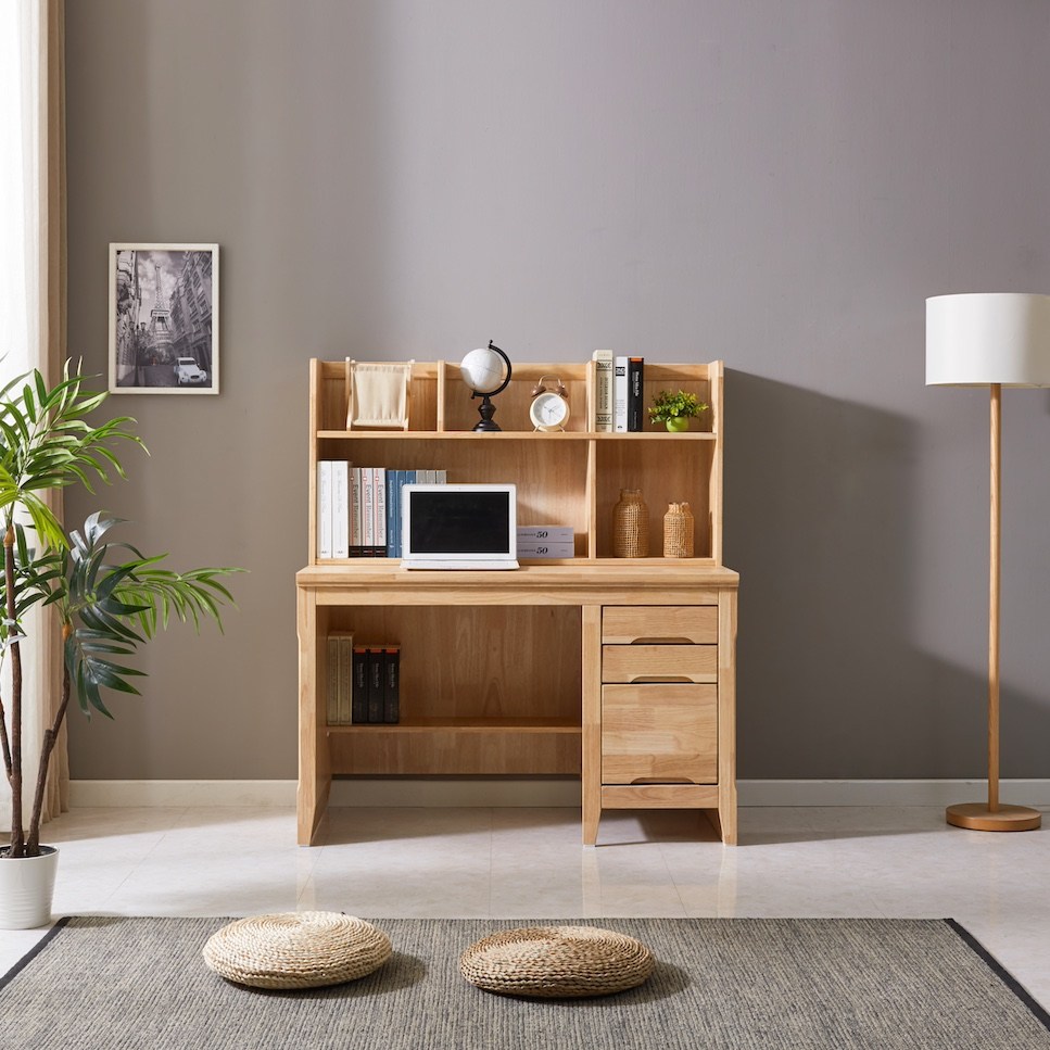 에버트리 노블 1200 고무나무 원목 서랍 편수 책꽂이 책상 317,000원