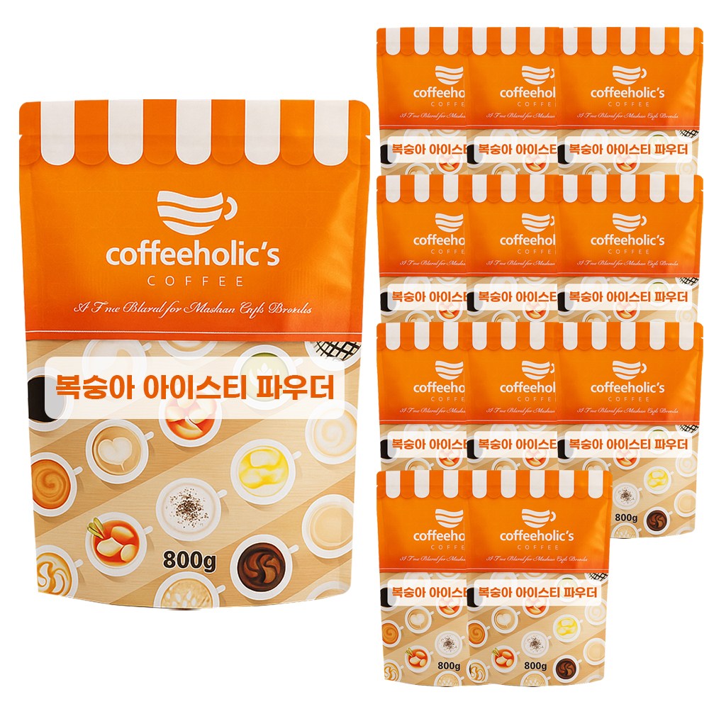 커피홀릭스 복숭아 아이스티 파우더 자판기용 무인카페용, 1개, 12개입, 800g 106,000원