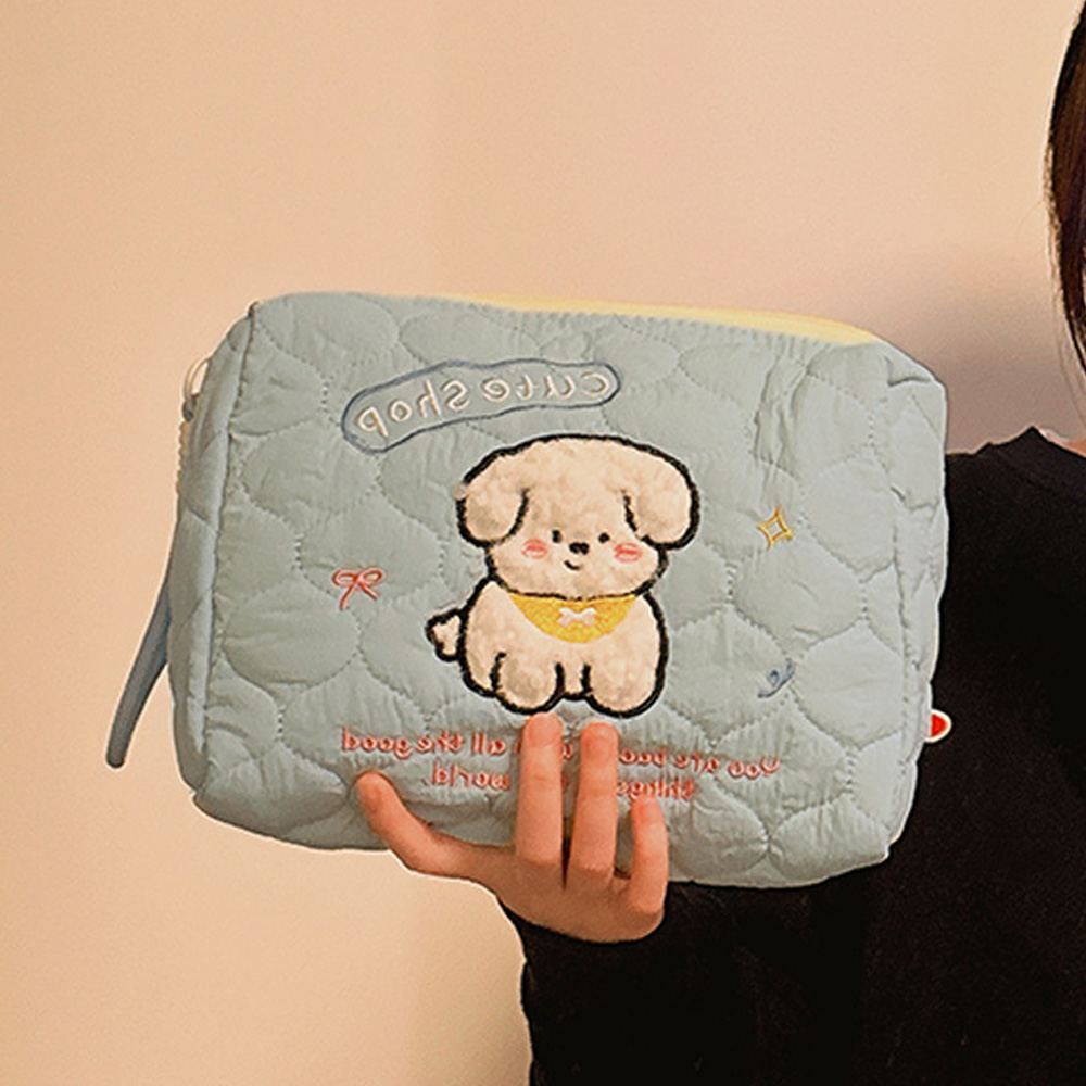 후암마켓 귀여운 캐릭터 자수 퀼팅 파스텔 다용도 스트랩 파우치 9,900원