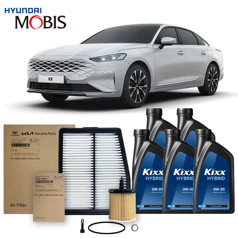 더뉴포함 K8 하이브리드 (21-27년식 이후) 킥스합성유+순정필터세트 0W20 63,340원