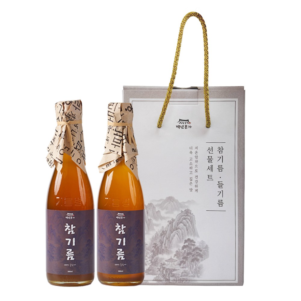 백년본가 저온압착 프리미엄 참기름350ml+참기름350ml 선물세트, 2세트, 350ml 39,890원