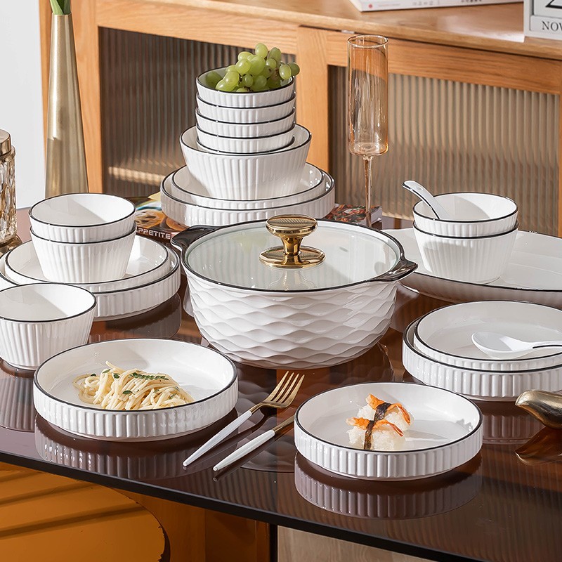 접시 세트 가정용 그릇 가정용 2023 새로운 스타일 그릇 젓가락 접시 그릇 세라믹 그릇 식기 요리 세트 조합, 12 인치 바이노럴 피쉬 플레이트, 현재가 17,300원