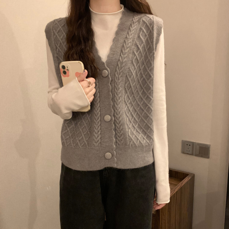 르코앤드라코 여성 데일리 브이넥 니트 오픈 조끼 15,900원