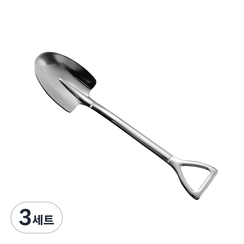 다있어유 1+1+1+1=4P 빙수 스테인리스 삼각형 삽모양 숟가락 디저트 카페 푸딩, 3세트, 삼각형 실버 24,540원