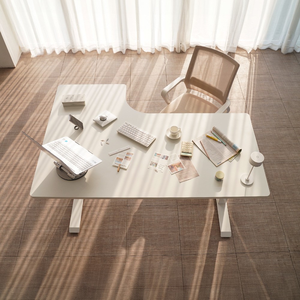 덱스탑 스마트 모션데스크 EX 화이트 1600 전문설치 ㄱ자 590,000원