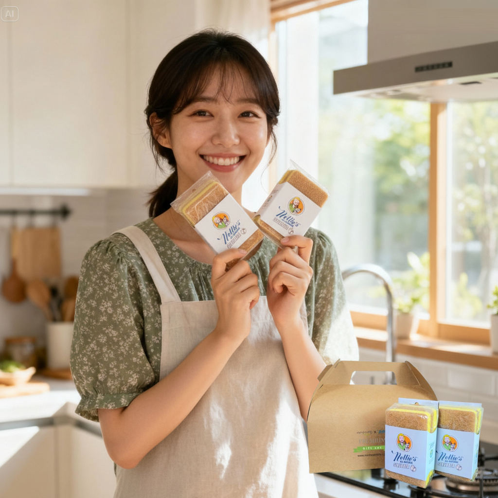 천연수세미 넬리 수세미 8개(2ea x 4) + 수세미걸이 1개 13,900원