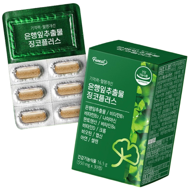 퍼니트 기억력 혈행개선 은행잎추출물 징코플러스, 30정, 1개 7,240원