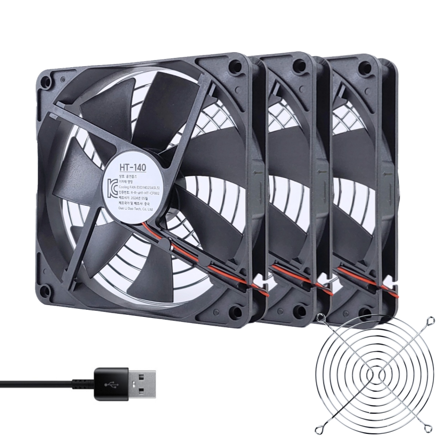 홈앤툴즈 미니피씨 공유기 저소음 140mm USB 쿨링팬 쿨러 (그릴 포함), 3개 28,500원