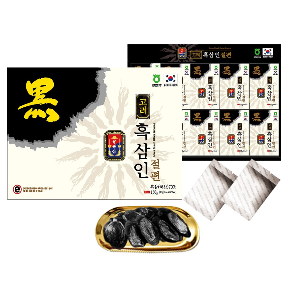 [천왕삼]고려 흑삼인 절편 + 쇼핑백, 150g, 맛있는 간식, 어르신 간식, 실속형, 15g, 10개 35,000원
