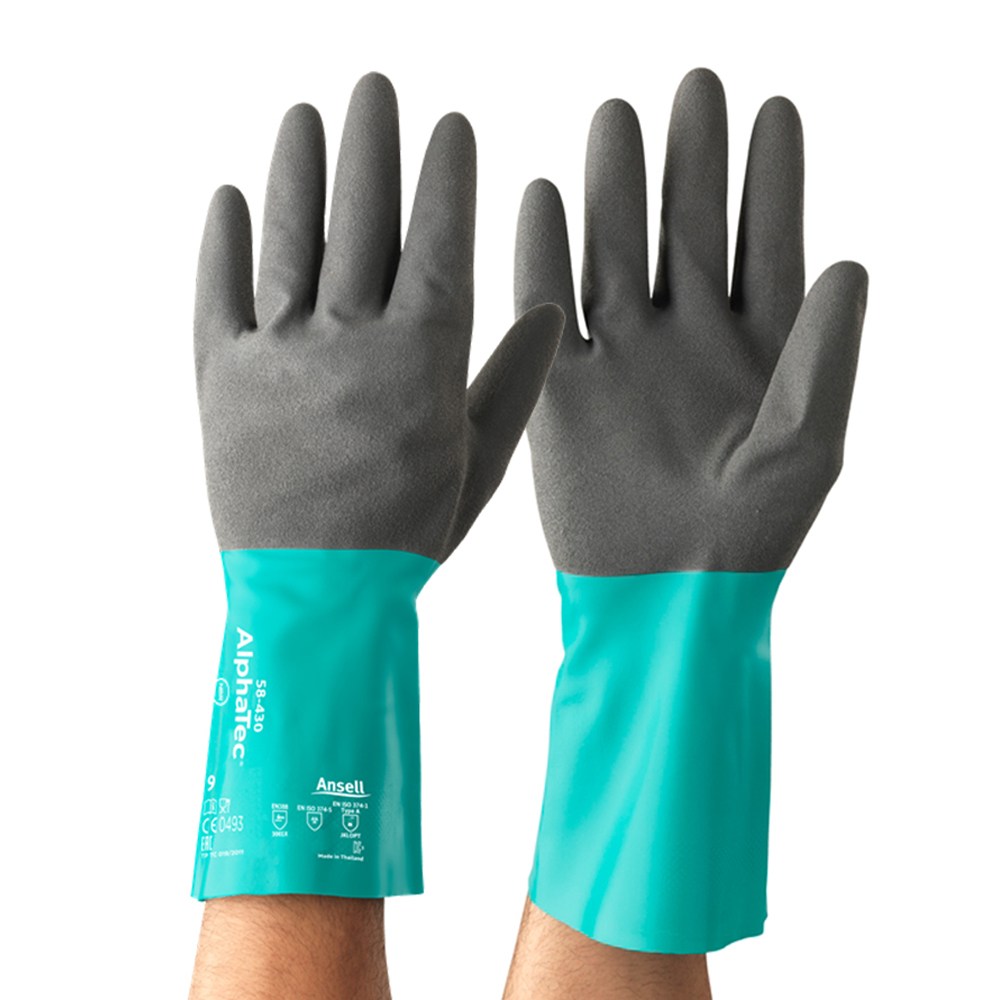 안셀 알파텍 58-270 1켤레 내화학용 안전 장갑 니트릴 보호 오일작업 산업용, 녹색 + 블랙, 1개 8,240원