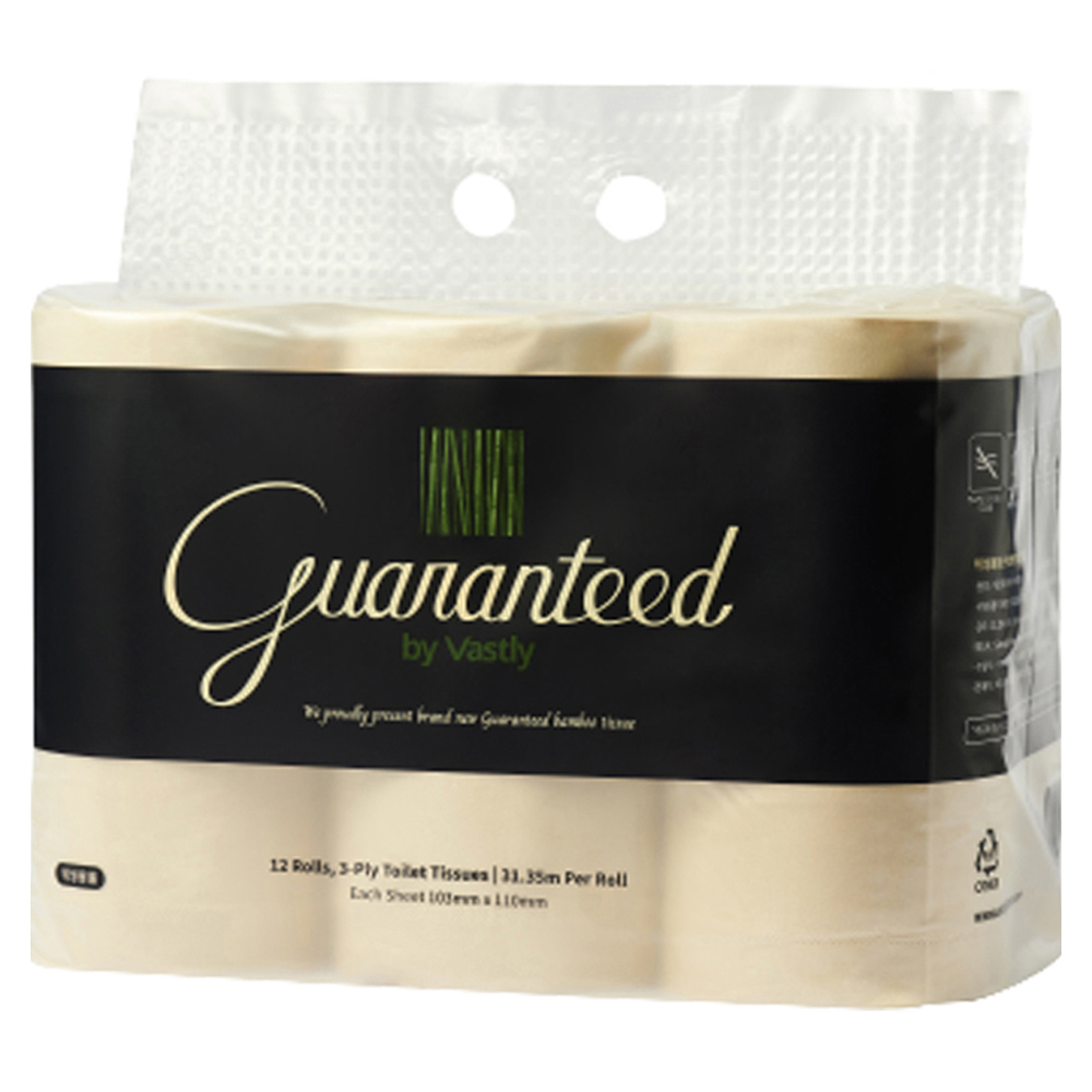 게런티드바이바스틀리 먼지없는 3겹 100퍼센트대나무 토일렛 고급롤화장지, 12롤, 1개 19,900원