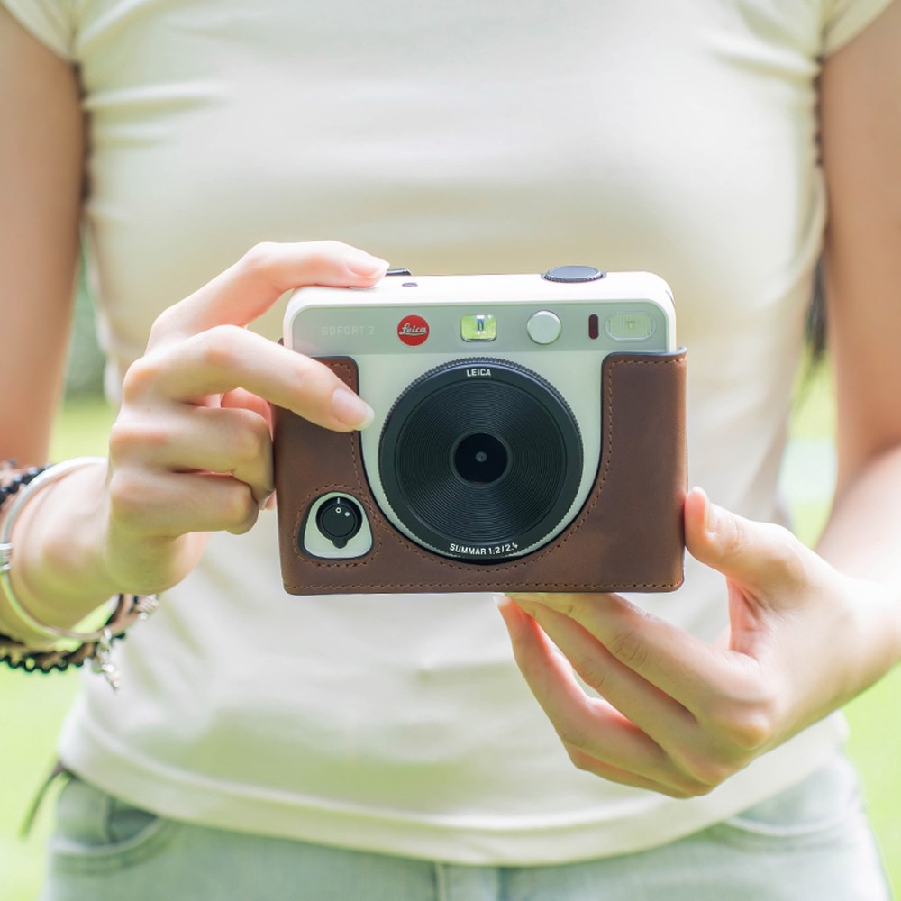 Roadfisher 진짜 가죽 카메라 가방, 보호 케이스 커버 베이스, 수제 그립 어깨 벨트 스트랩, leica 호환 Sofort2 Sofort 2 125,500원