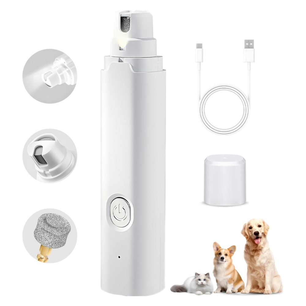 반려동물 LED형 저소음 전동 그라인더 발톱다듬기, 1개, White, 현재가 27,960원
