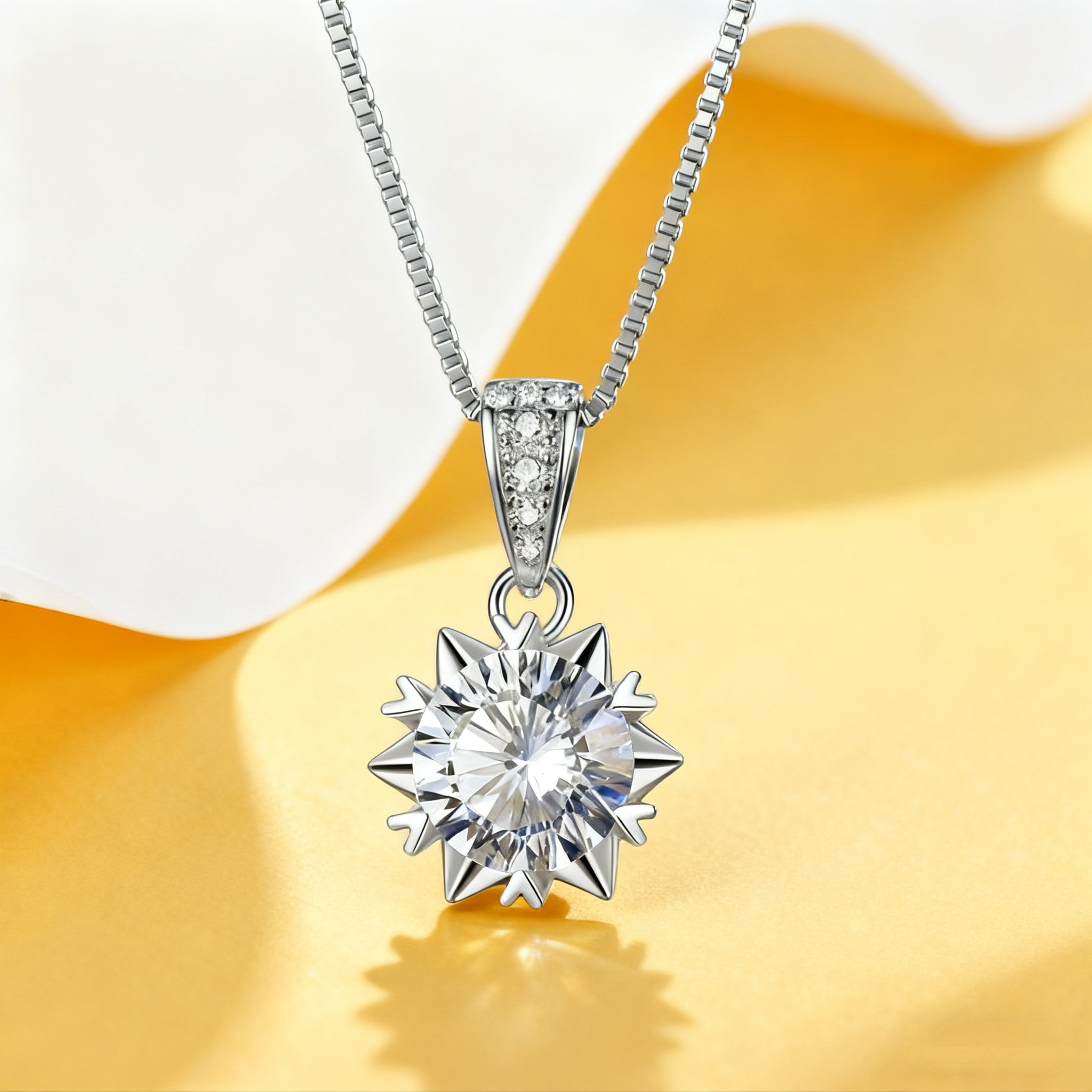 S925 순은 스노우플라워 모이사나이트 목걸이 1캐럿 반짝임, 14K/18K 도금 고급 주얼리, GRA 인증 선물 아이템 136,800원