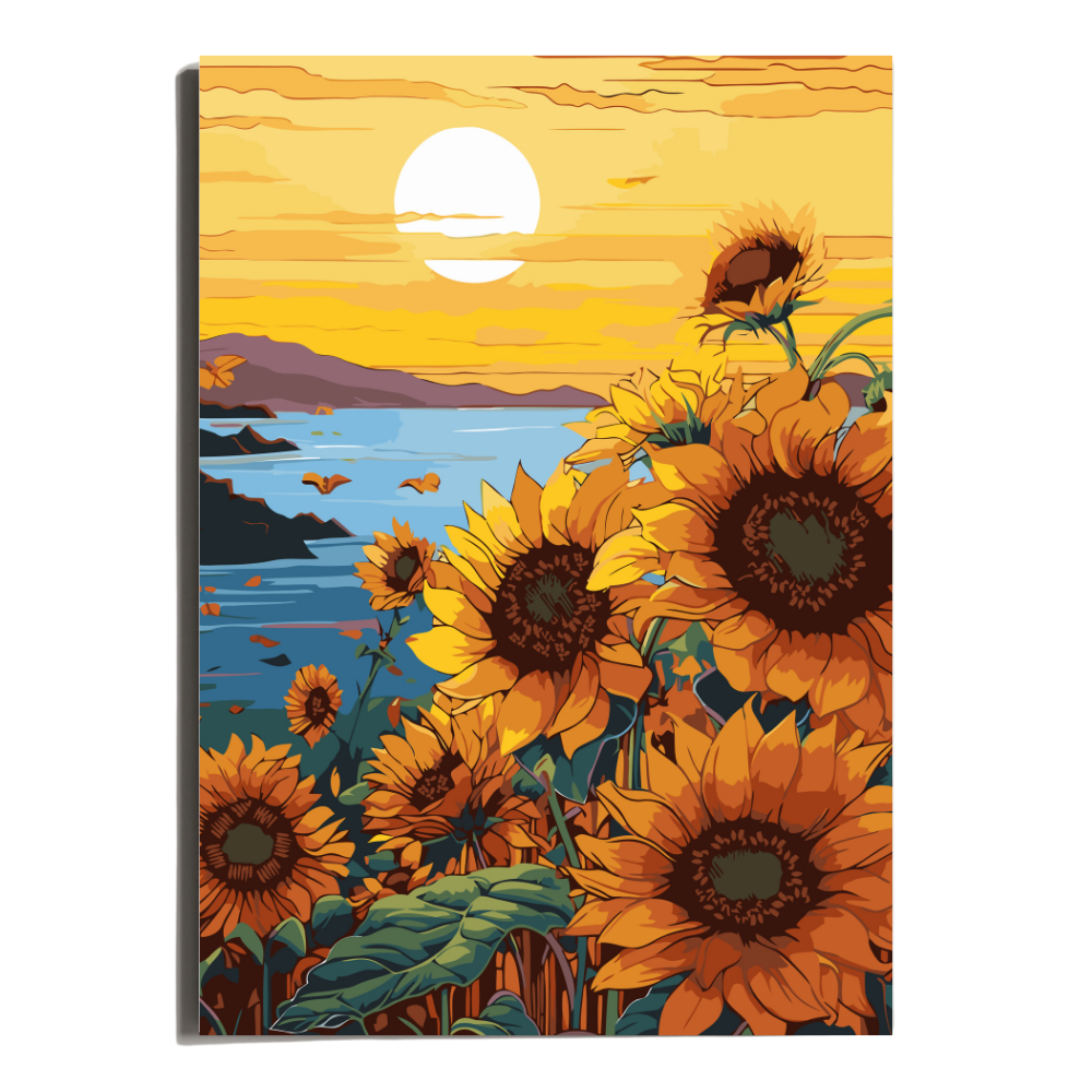 원그리드 DIY 명화그리기 세트 캔버스 유화그리기, 붉은 노을 해바라기, 1개 12,900원