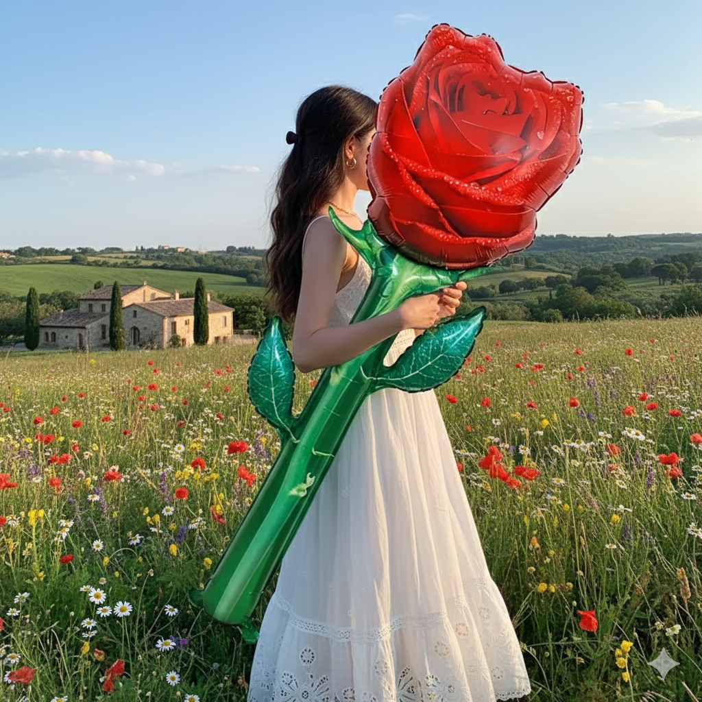 EC1983 초대형 장미 풍선 프로포즈 이벤트 로즈 꽃 풍선, 레드, 1개 8,900원