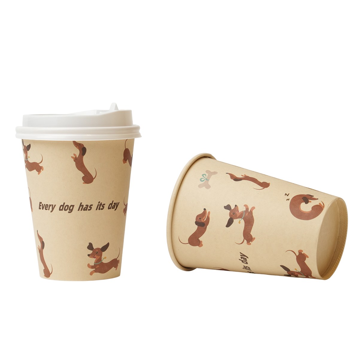 Easytime 종이컵 투고팩 강아지 패턴 종이컵 350ml+개폐형뚜껑, 1세트, 25개 15,300원