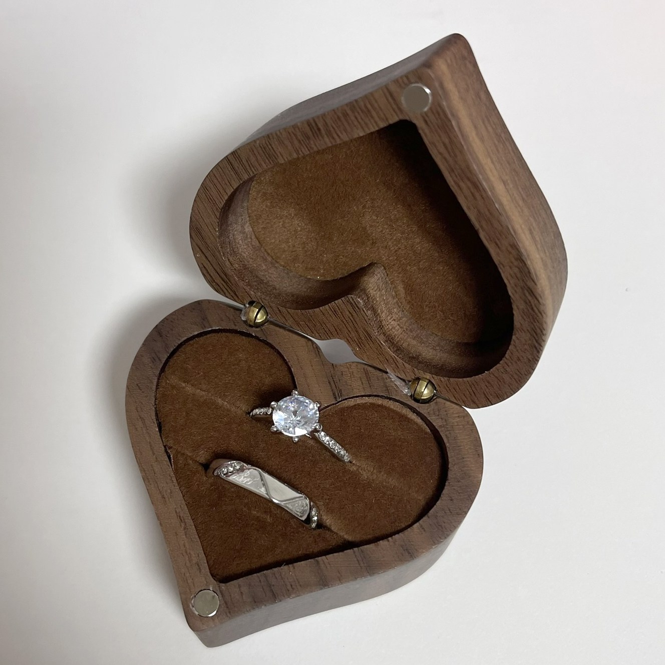 하트 반지케이스 13종 싱글 더블 돌 결혼 웨딩 프로포즈 커플링 호두나무 원목 보관함 12,500원