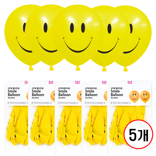 30cm 스마일풍선(5입), 5개, 랜덤 20,400원