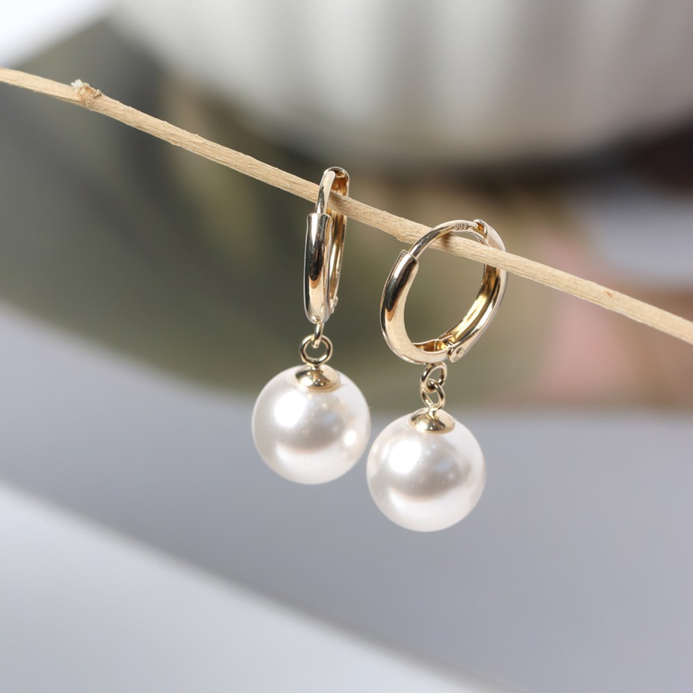 오로프 전체 14K 금 프리미엄 화이트 진주 딸랑이 원터치 링 귀걸이 1쌍 225,330원