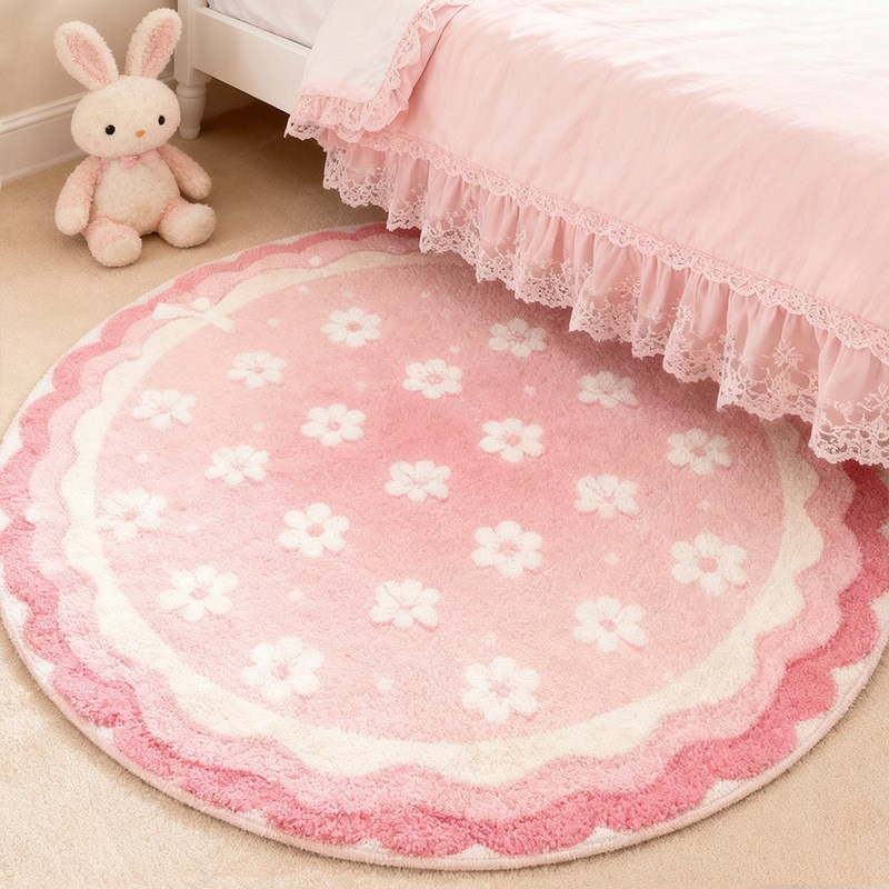 카툰 리본 원형 카펫, 단모 사양, 침실 침대 옆 거실 장식용 카펫 29,990원