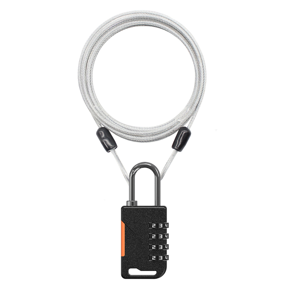 트래블큐브 스테인레스 코팅케이블 1m + 샤이니 4다이얼 안전자물쇠 세트 블랙 8,500원