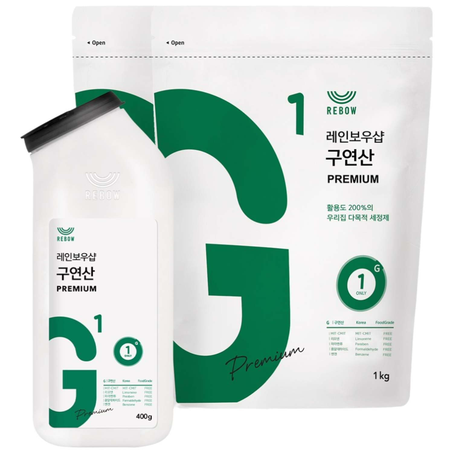 리보우 구연산 프리미엄 톡톡이 리필 세트 (1kgx2) 24,000원