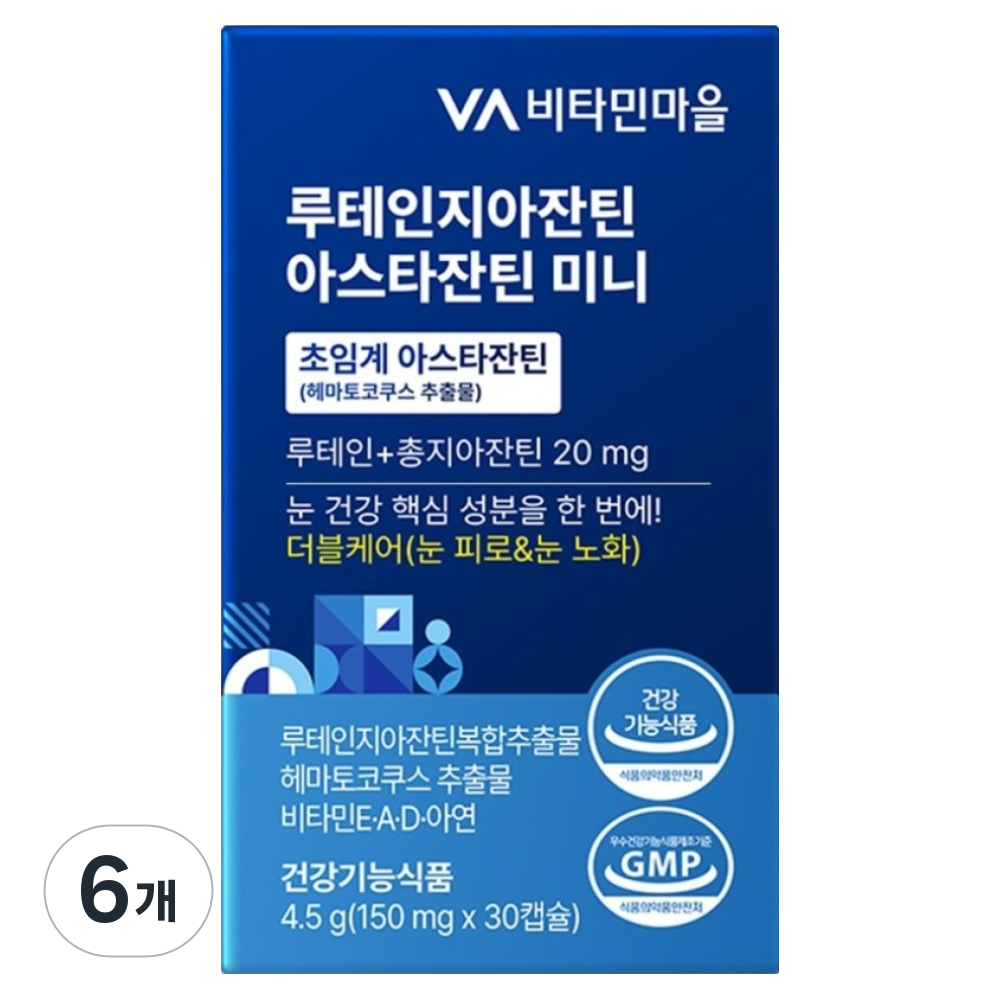 비타민마을 루테인지아잔틴 아스타잔틴 미니 4.5g, 30정, 6개 48,900원