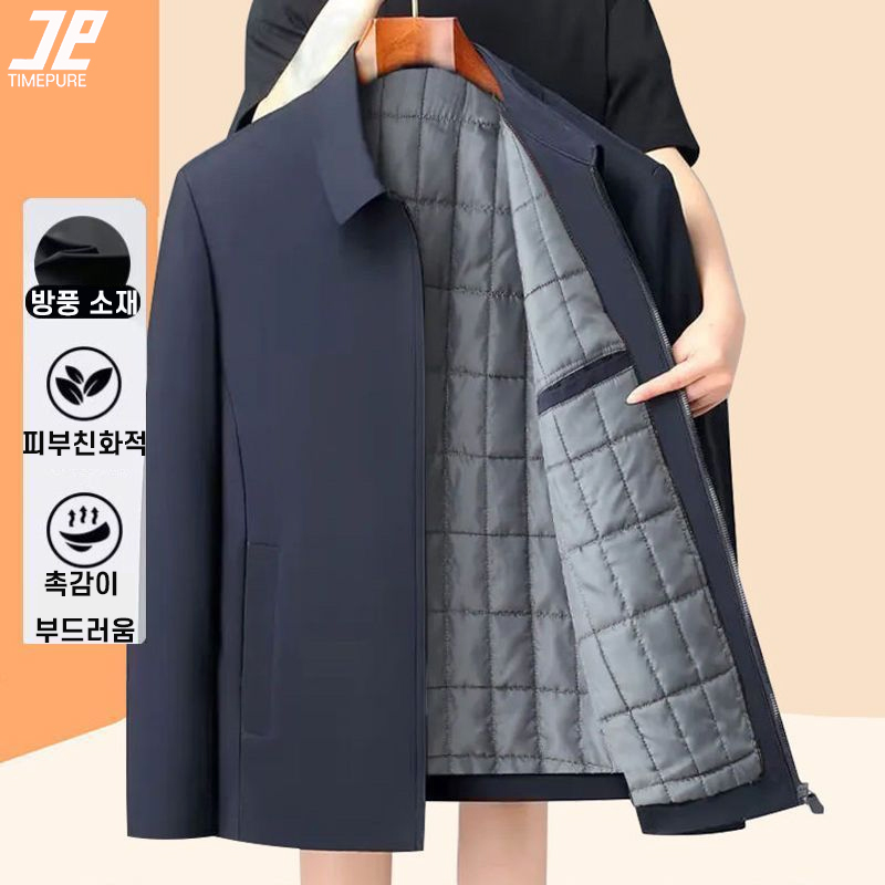 두툼 보온 중년 남성 재킷 겉옷 가을겨울 캐주얼 어울리기 쉬운 샤프트 칼라 지퍼 편안한 상의 26,000원