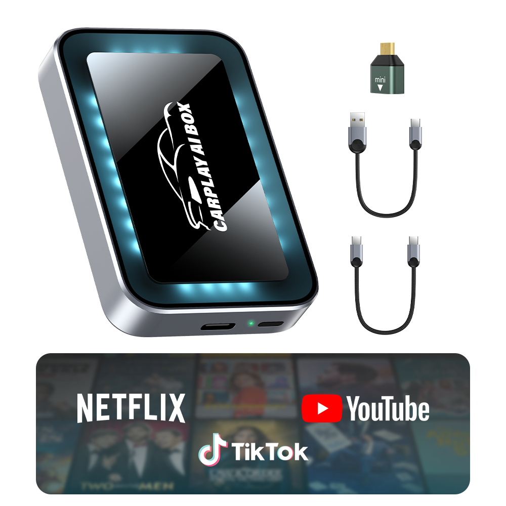 NICESUN AI 박스 무선 스마트 자동차 어댑터 애플 카플레이 안드로이드 오토 3 in 1 듀얼 밴드 WiFi + 스마트폰 미러링 유튜브 넷플릭스 등 지원 79,900원