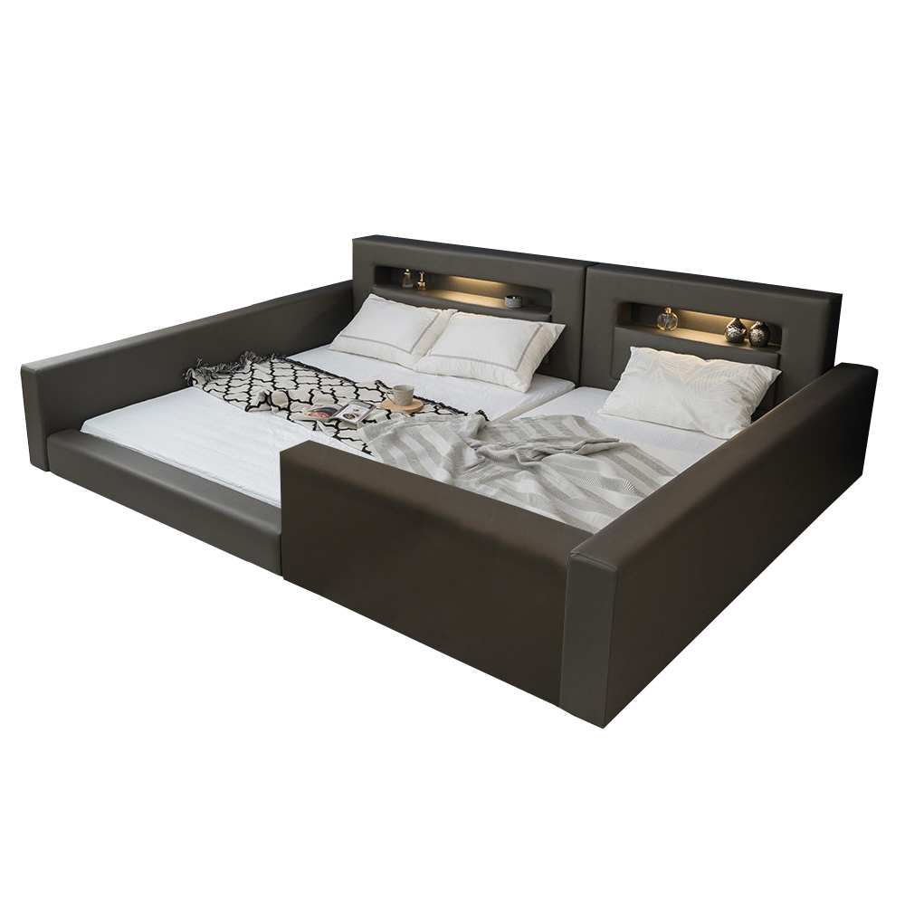 브라보가구 캐서린 LED 패밀리 둥지형 침대 +프리미엄 독립매트리스, 초코브라운 769,000원